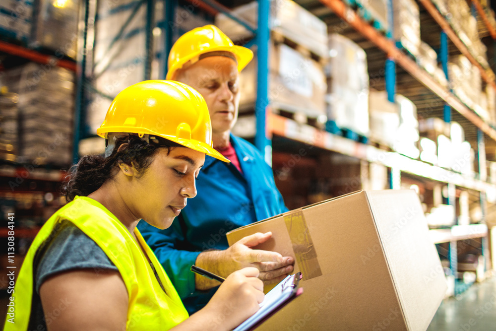 Someone Inspecting Inventory Female warehouse worker inspecting inventory with clipboard Stock Photo ...