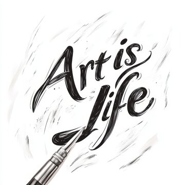 A cartoon calligraphy pen writing 
