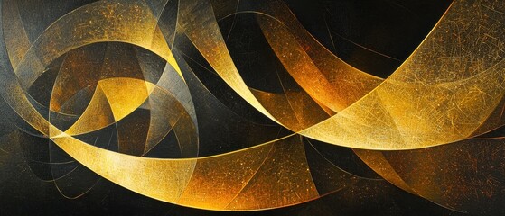 Poster - Radiant gold arcs dance in urban abstract art a contemporary perspective