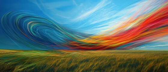 Poster - Abstract wind art dynamic swirling colors in a nature-inspired digital medium perspective