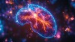 © Q STOCK - Vibrant neon human liver, shining brightly glowing energetic