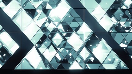 Poster - A dynamic abstract pattern of glass diamonds reflecting light, creating a modern and futuristic atmosphere.