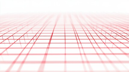 Poster - Abstract red grid pattern on a soft white background, conveying a sense of depth and perspective.