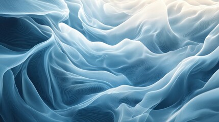 Poster - An abstract blue wave pattern, creating a sense of depth and tranquility with flowing lines and soft gradients.