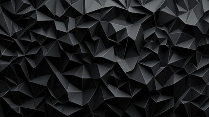 Poster - Abstract black geometric pattern with intricate facets creating depth and texture.