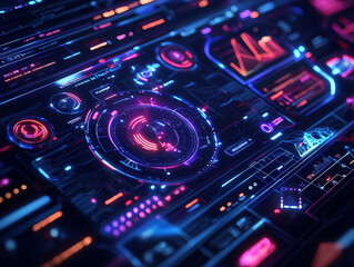 Poster - Ai generated data visualization futuristic interface digital art tech environment close-up view conceptual design