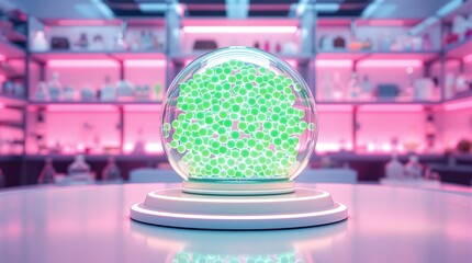Poster - Futuristic Lab with Molecular Structures Symbolizing Cancer Prevention Through Biohacking