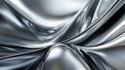 Poster - Sleek silver abstract design a close-up view of innovation in the digital realm