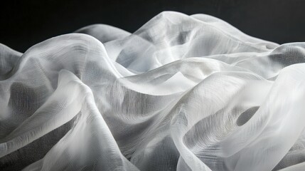 Poster - Artistic expression ethereal waves of transparent fabric patterns in studio digital art