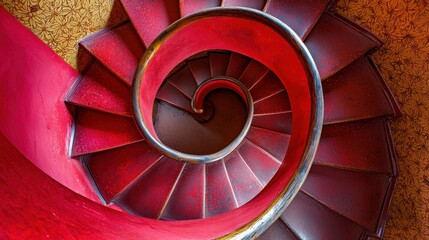 Poster - Aerial perspective of artistic spiral staircase in modern indoor architecture photography