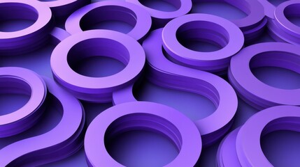 Poster - A dynamic arrangement of purple rings creating an abstract, modern design emphasizing depth and texture.