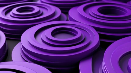 Poster - Abstract composition of concentric purple circles formed in varying sizes, creating a dynamic and modern visual experience.