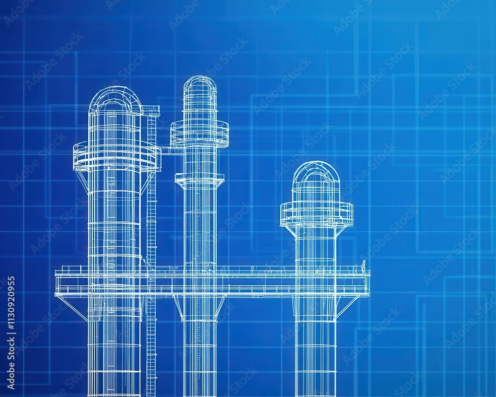 Stock-Illustration „Simplified schematic of a carbon capture system, blueprint design, clean and ...