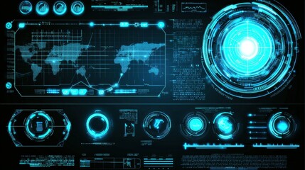 Poster - Showcasing futuristic technology holographic charts and digital data visualizations