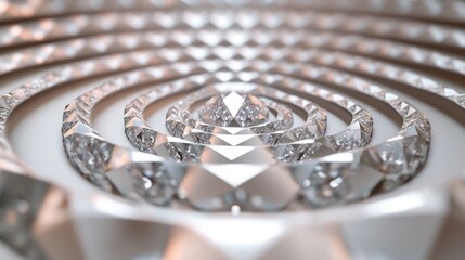 Poster - Intricate abstract design featuring shimmering, interlocking diamond-like shapes in a spiral pattern.