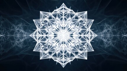 Poster - Intricate geometric pattern in luminous white against a dark background, creating a mesmerizing visual impact.