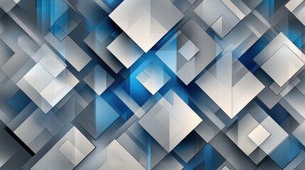 Poster - A striking abstract background featuring layers of geometric shapes in shades of blue and grey.