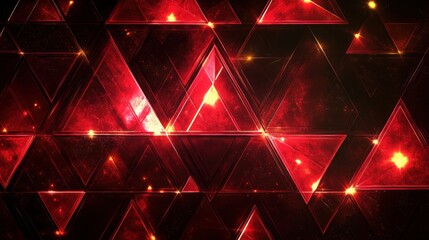 Poster - Vibrant abstract design featuring interlocking red triangles with glowing effects, creating a dynamic visual atmosphere.