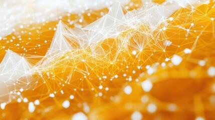 Poster - Abstract network of white lines and dots on a vibrant orange background, evoking a sense of digital connectivity.