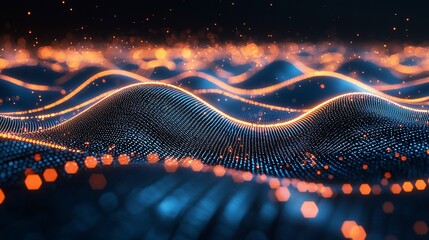 Poster - Abstract glowing wave particles.