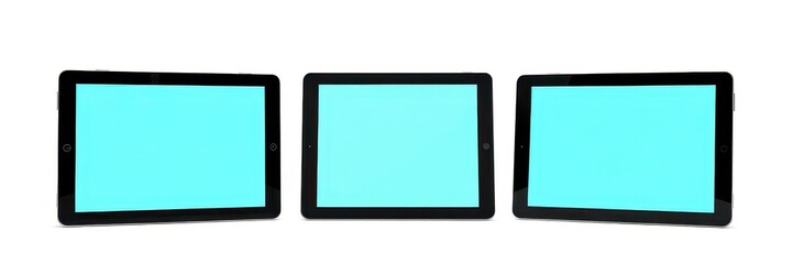 Wall Mural - A set of realistic tablet mockups in various angles and orientations for showcasing digital designs or apps, tablet, app, isolated