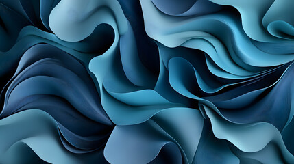Poster - abstract fluid wave patterns digital artwork blue tones modern design close-up view artistic express