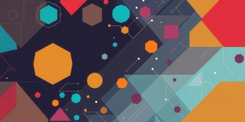 Wall Mural - futuristic abstract background with geometric shapes and vibrant colors, digital, futuristic