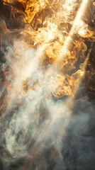 Poster - Light and smoke create mesmerizing dance of colors and textures, evoking sense of wonder and mystery