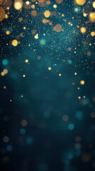 Poster - dynamic display of vibrant golden bokeh lights floating against dark background, creating magical and festive atmosphere