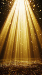 Poster - Ethereal golden light beams illuminate sparkling surface, creating magical atmosphere