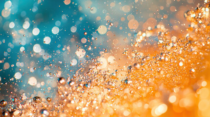 Poster - cascade of shimmering water droplets creates vibrant, colorful display. interplay of light and color evokes sense of joy and wonder