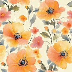 Wall Mural - Sweet flower watercolor seamless pattern.soft pastel colors water color seamless pattern for beauty products or other.