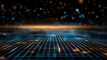 Poster - Futuristic digital grid visualization abstract digital space graphic design virtual environment aerial viewpoint technology concept