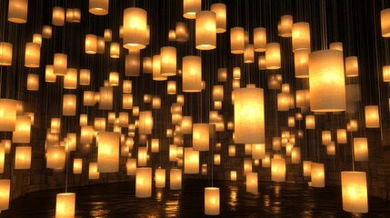 Poster - Beautiful Lanterns Light Up the Night with Warm Glow and Elegant Design