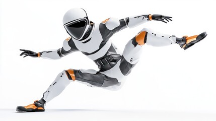 Poster - A dynamic robot in a sporty pose, showcasing advanced design and movement capabilities.