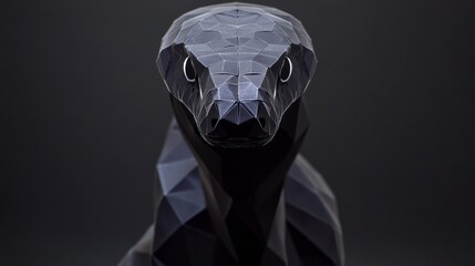 Aufkleber - A geometric black sculpture resembling a stylized animal figure.