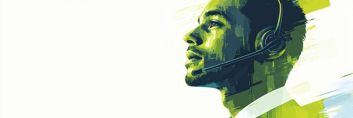 Poster - A stylized image of a professional with a headset, symbolizing communication and support.