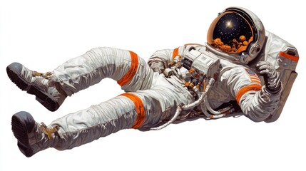 Poster - An astronaut reclining in space, surrounded by a cosmic background.