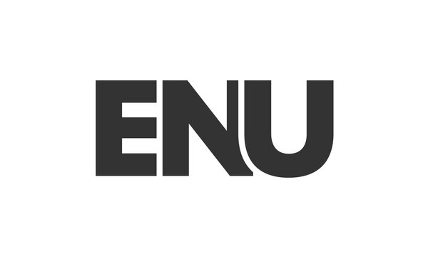 ENU logo design template with strong and modern bold text. Initial based vector logotype featuring simple and minimal typography. Trendy company identity.