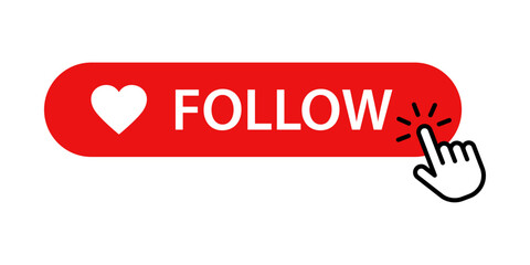 Wall Mural - Follow button with click hand cursor icon