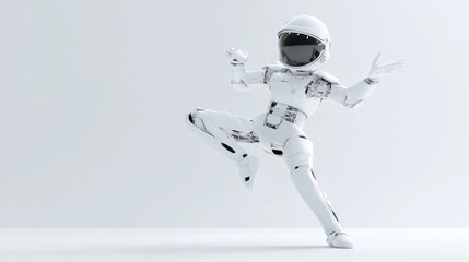 Fototapete - A futuristic robot dancer in a dynamic pose, showcasing technology and creativity.