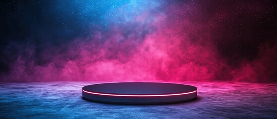 Poster - A colorful illuminated stage backdrop with vibrant smoke and glowing edges.