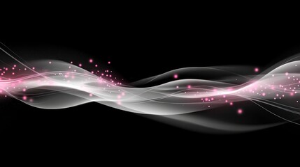 Aufkleber - Abstract waves of light with pink accents on a dark background.
