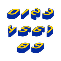 Wall Mural - Set of numbers with blue and yellow typography design elements