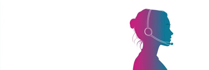 Poster - A silhouette of a woman wearing a headset, representing customer service or support roles.
