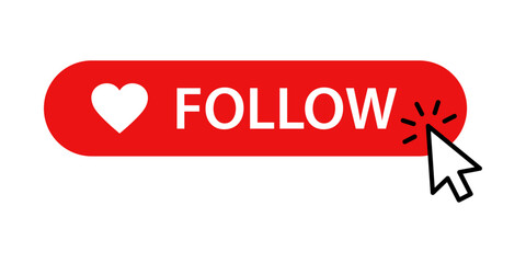 Wall Mural - Follow button with click cursor icon
