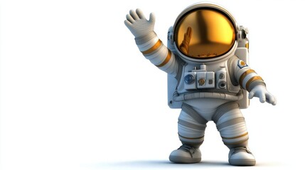 Aufkleber - A cheerful astronaut waving, showcasing space exploration and adventure.