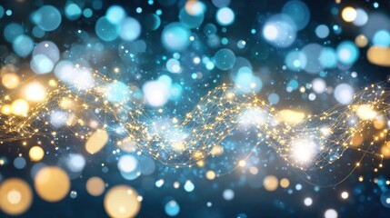 Leinwandbilder - Abstract digital background with glowing lights and wave patterns.