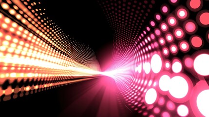 Aufkleber - Abstract digital art featuring vibrant light patterns and dots in a dynamic composition.