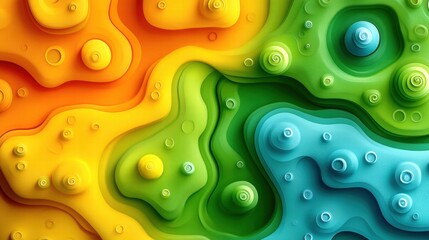 Wall Mural - Colorful abstract texture with wavy patterns in vibrant orange, green, and blue.